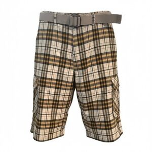 Men's Plaid Cargo Shorts with Belt